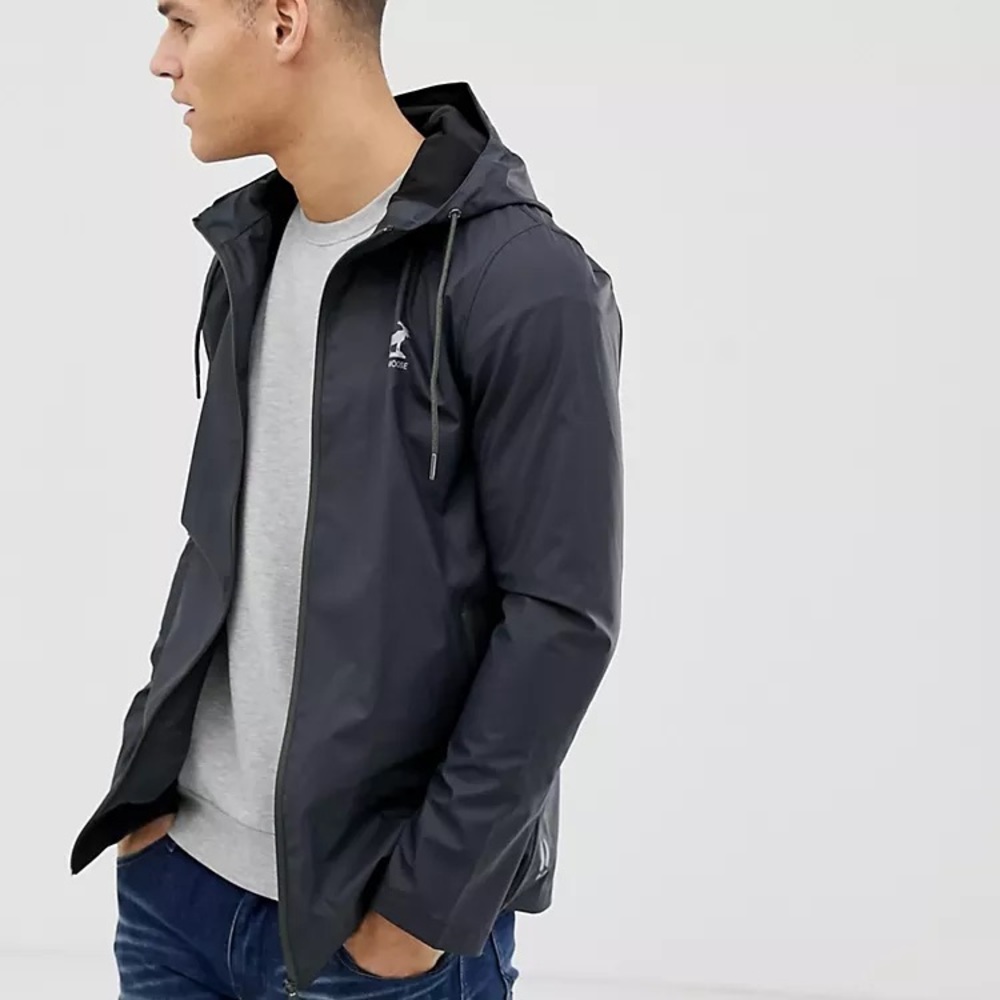 Fat Moose Hooded Rain Jacket Black /Green size Small